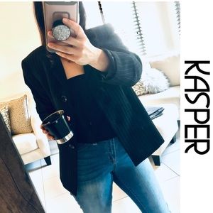 KASPER Petite Striped Office Jacket - Black